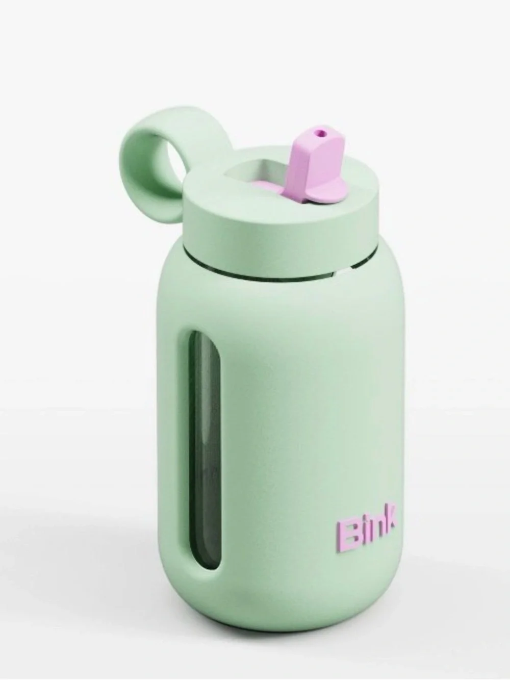 Bink Mint & Pink Straw Water Bottle - 10 oz